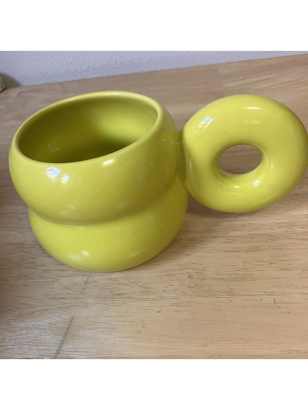 Mud Witch Viviana Matsuda Chartreuse Green Ceramic Donut Handle Mug YellowGreen